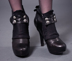 Black Leather Spats with Buttons  | Persephone