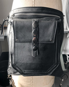 Convertible Leather Hip Bag with Studs | Eistla