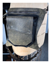 Distressed Olive Leather Convertible Hip Bag