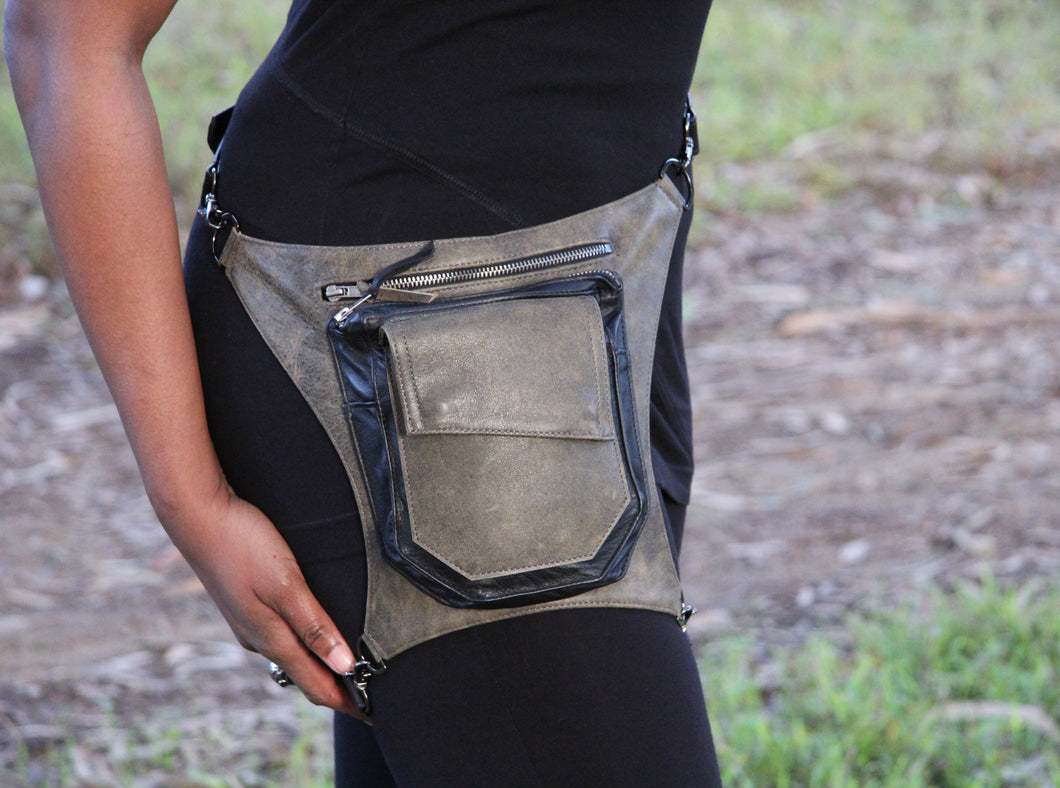Distressed Leather Hip Bag Fanny Pack