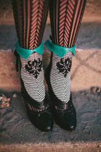 Turquoise Leather and Houndstooth Spats | Aurora