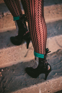 Turquoise Leather and Houndstooth Spats | Aurora