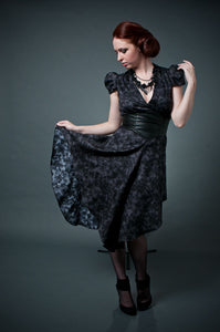 Flowy Cotton Dress with Leather Bodice