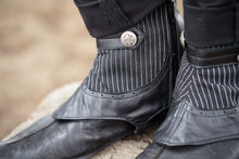 Black leather and pinstripe men's steampunk spats