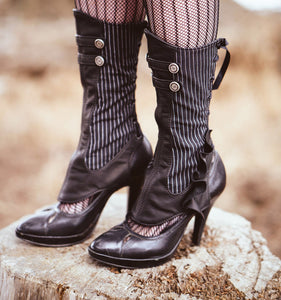 Leather and Herringbone Spats with Buttons | Evangeline